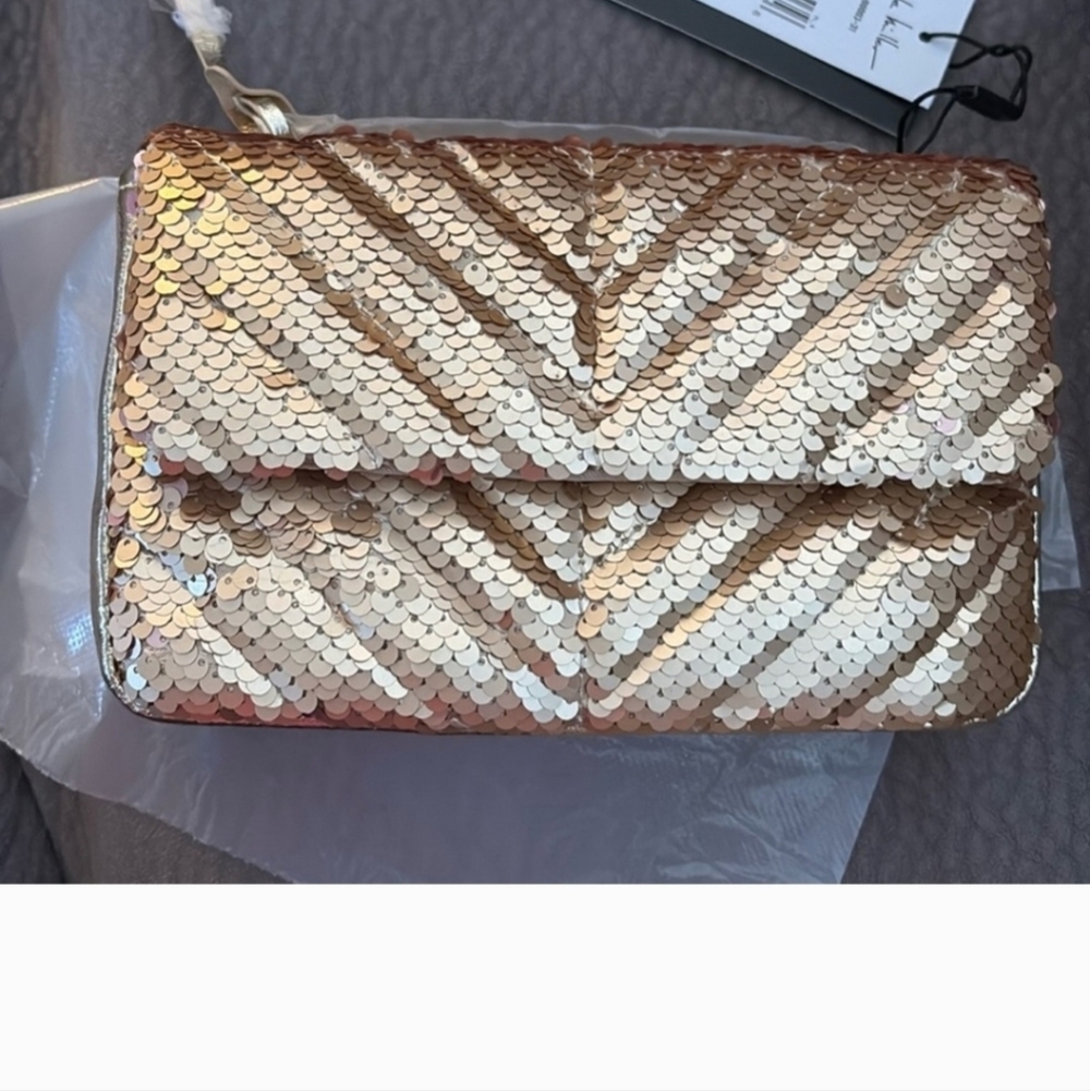 Nicole Miller Sequin Gold 8" x 4" x 2 " Clutch Bag